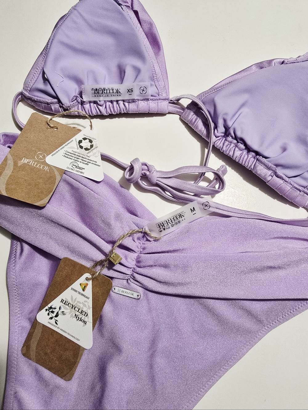 Berlook Lavender RuchedTriangle Bikini Set - Women Swim NWT - Picture 4 of 9